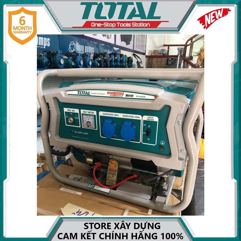MÁY PHÁT ĐIỆN XĂNG  2.8 KW/3.5KW TOTAL TP135006E- HÀNG CHÍNH HÃNG
