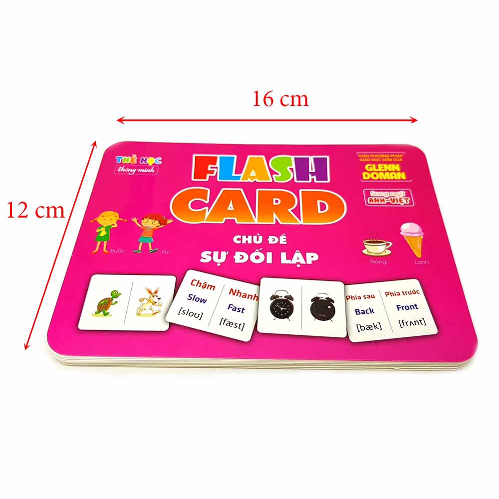 Flash card Theo phương pháp giáo dục sớm của Glenn Doman – Thẻ học thông minh (song ngữ Anh Việt) - Chủ đề: Sự đối lập