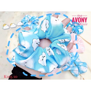 Cột tóc vải scrunchies hoạ tiết mây