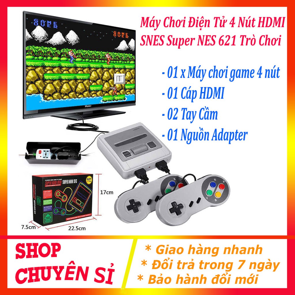 Máy chơi Game cầm tay 4 nút HDMI SUPER NES 621 trò chơi cổ điển tích hợp săn