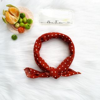 Khăn lụa quàng cổ 60-60 chấm bi cam đất