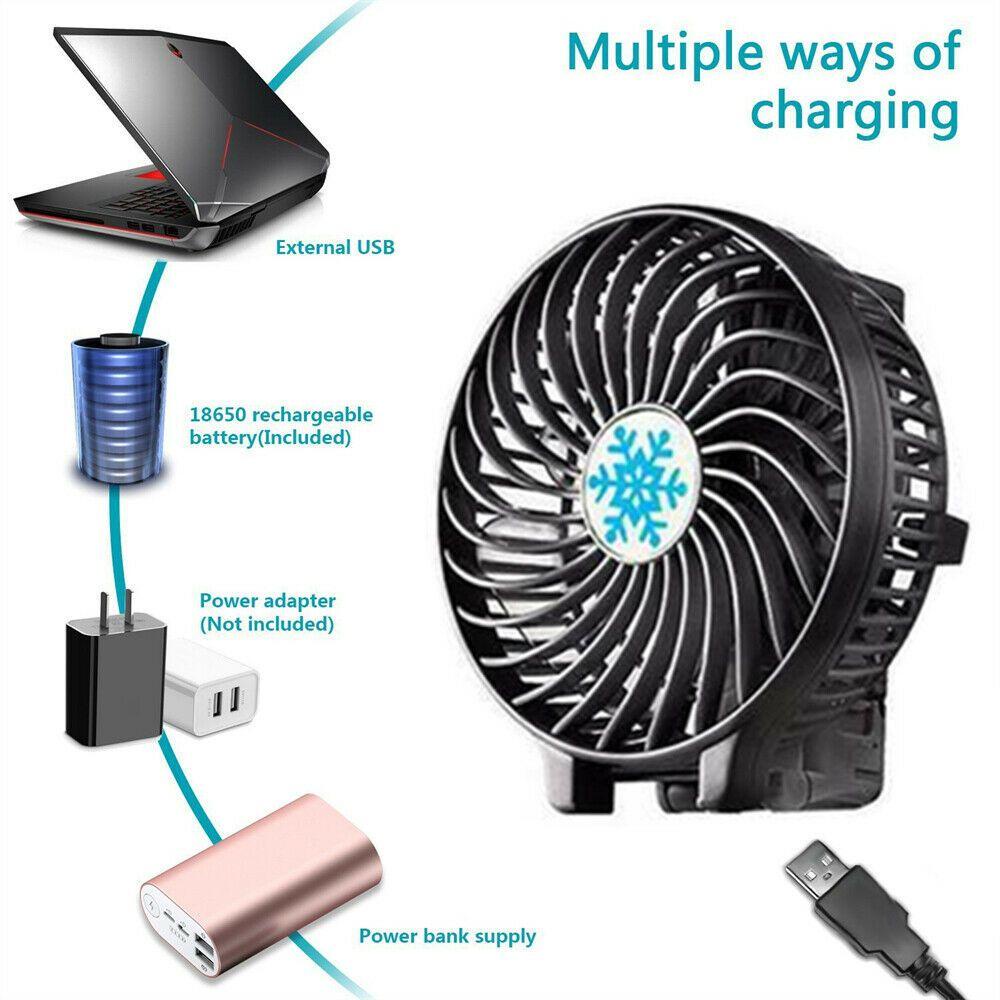 Quạt Làm Mát Mini Cầm Tay/Để Bàn 3 Tốc Độ Điều Chỉnh Được Nhiều Màu Sắc Có Thể Sạc Lại Bằng Cổng USB