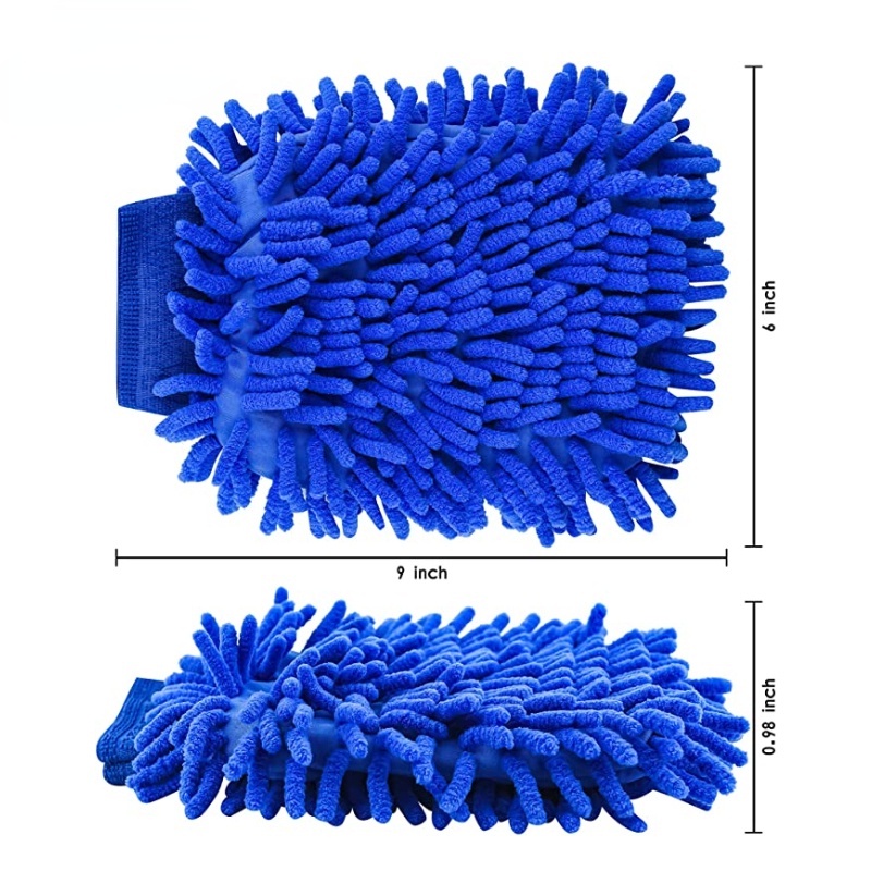 Găng Tay Rửa Xe Hơi / Xe Máy 2 Trong 1 Bằng Vải Microfiber Hai Mặt