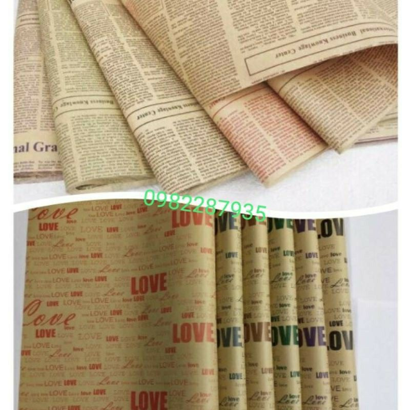 Set 20 tờ giấy báo gói quà nhiều mẫu