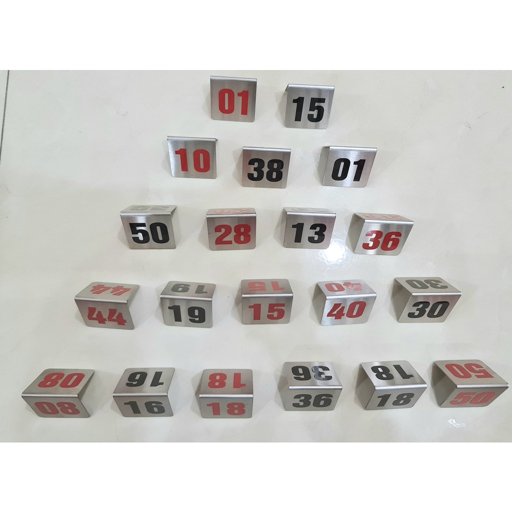[ Bộ 10 chiếc thẻ số 2 mặt bằng inox 304 ] Bộ thẻ số để bàn 10, 20, 30, 40, 50,100 số, thẻ số để bàn, thẻ số quán cafe