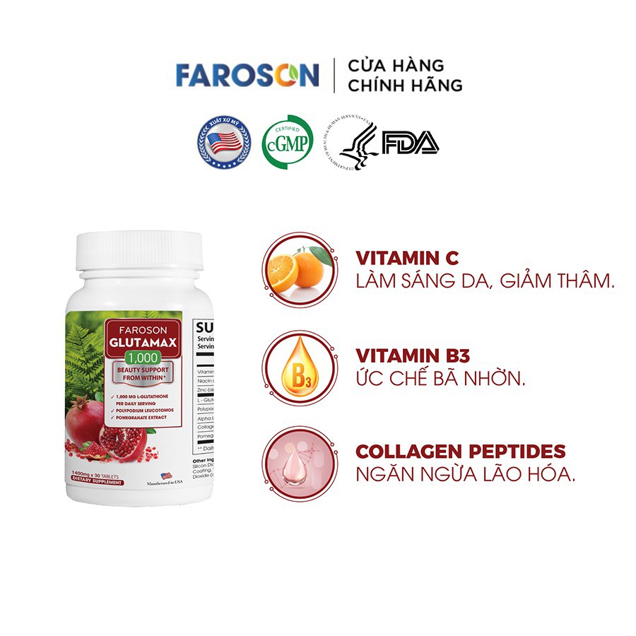 [Combo Quà Tặng]  1 lọ GLUTAMAX 1000 + TẶNG KÈM 1 kem chống nắng DDORUROO trị giá 435k | BigBuy360 - bigbuy360.vn