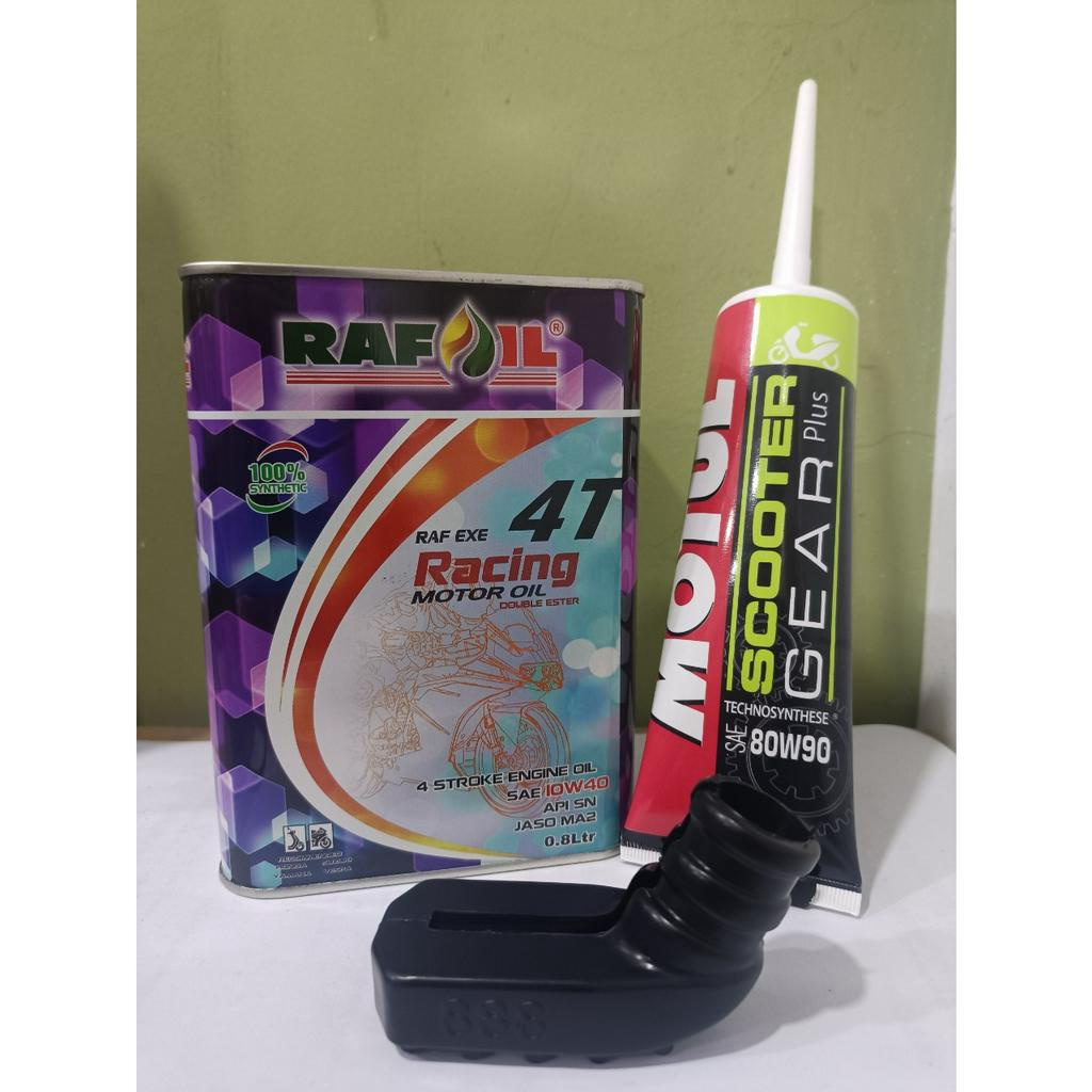 ( KM Tặng Bọc Chân Chống Cao Su) Combo Dầu Nhớt Tay Ga Rafoil 10w40 800ml (0.8L) + Nhớt Lap Motul 120ml