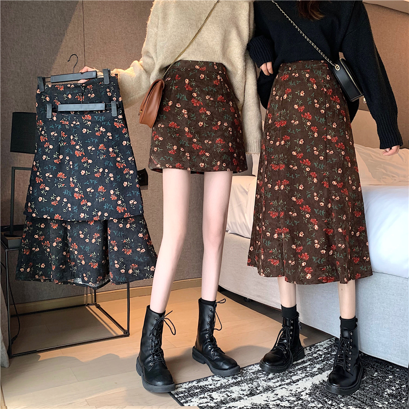 [Mã FAGREEN55 giảm tới 30K đơn 99K] Chân Váy XIAOZHAINV Lưng Cao Họa Tiết Hoa Phong Cách Hàn Quốc Retro | BigBuy360 - bigbuy360.vn