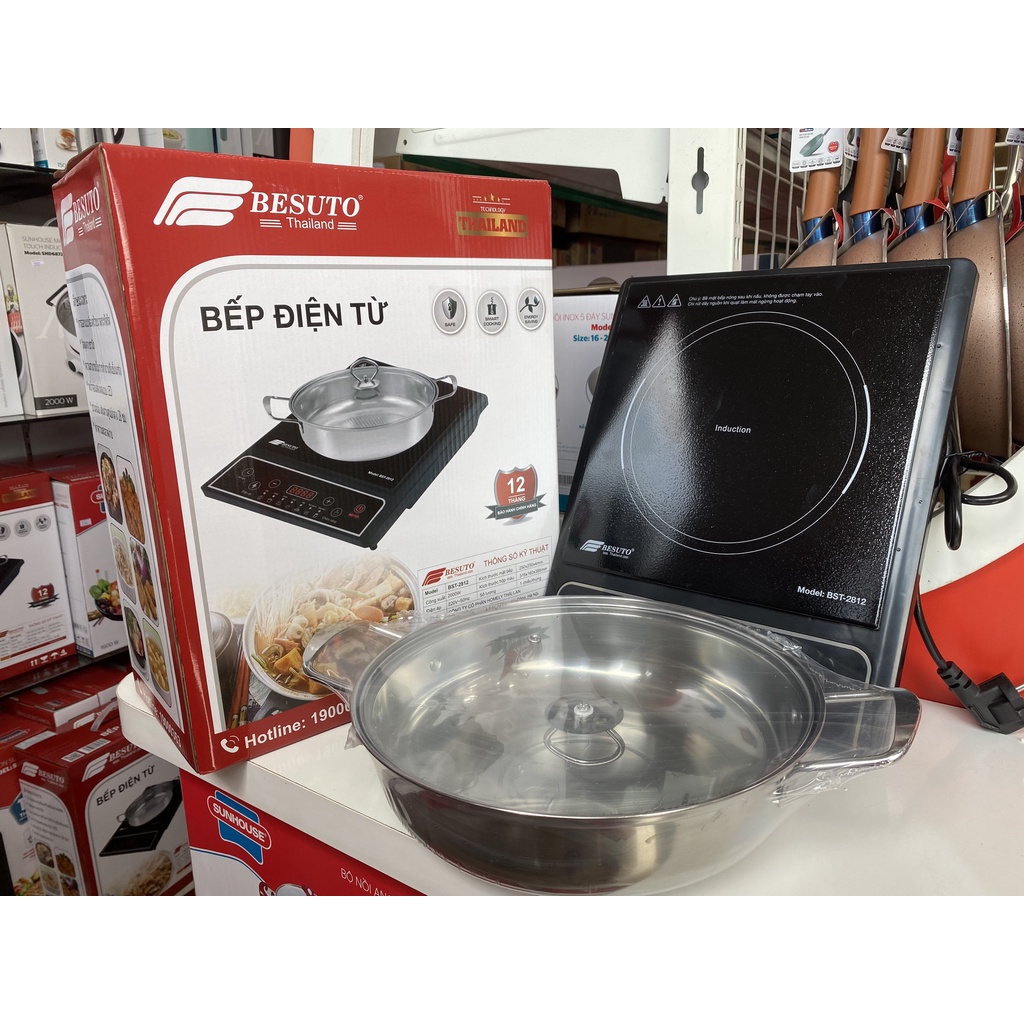 Bếp từ đơn Besuto BST-2812, công suất 2000W, kèm theo nồi, bảo hành 12 tháng