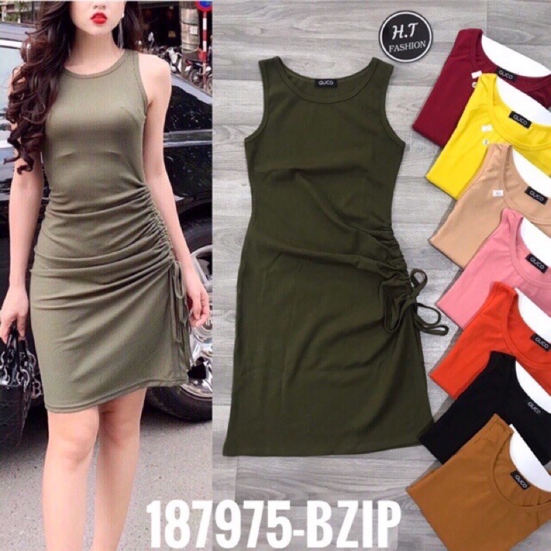 Đầm thun sát nách rút dây