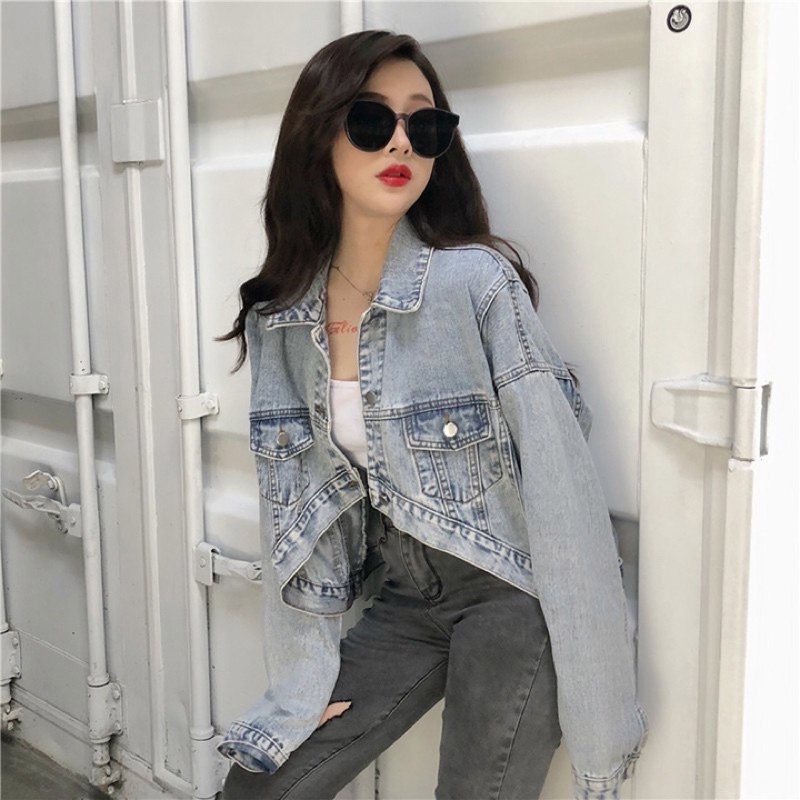 áo khoác jean lai ngắn sành điệu cá tính