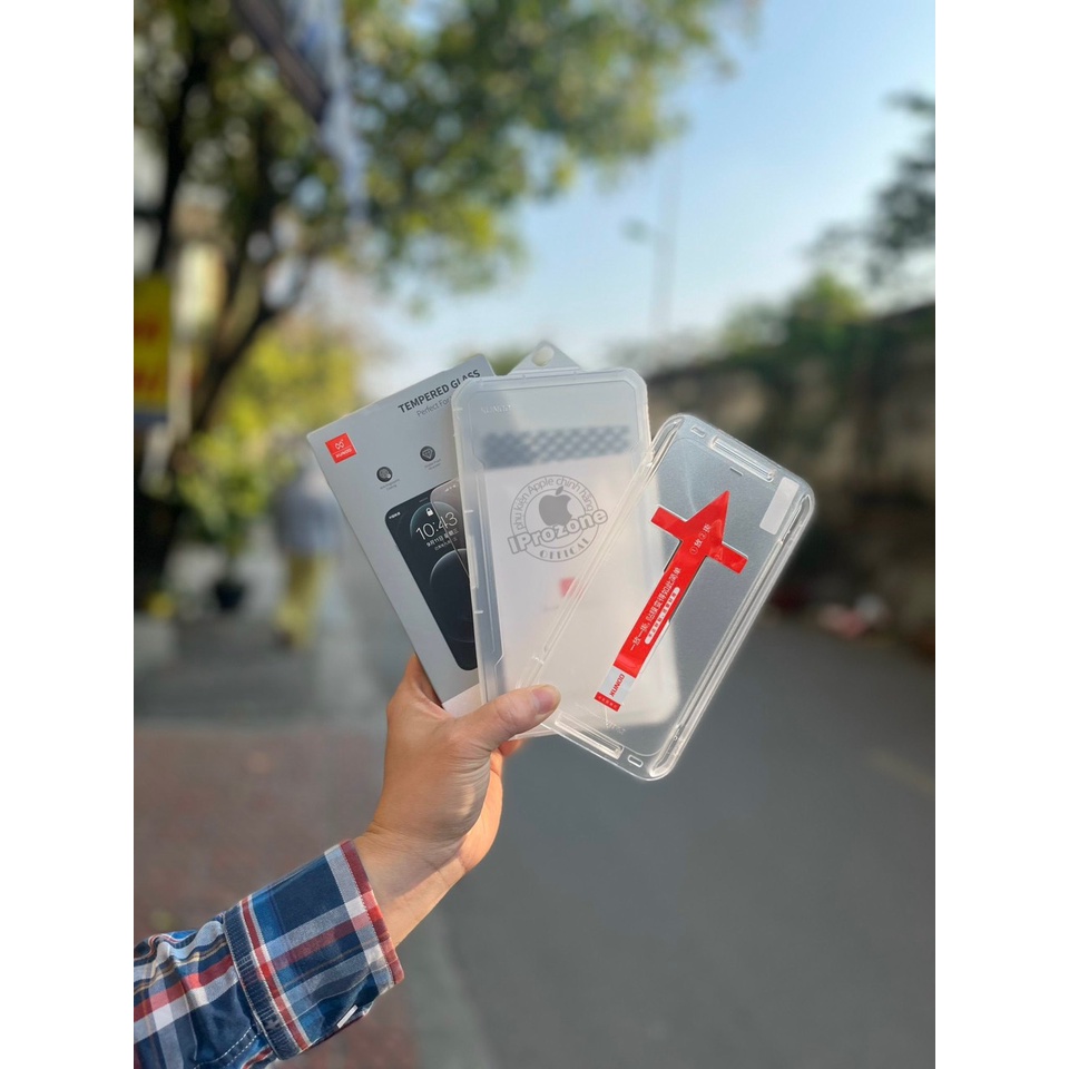 Kính cường lực chống bụi màng loa kèm khung dán tại nhà - Chính hãng Xundd cho 13 Promax / 13 Pro /13 / 12 Promax