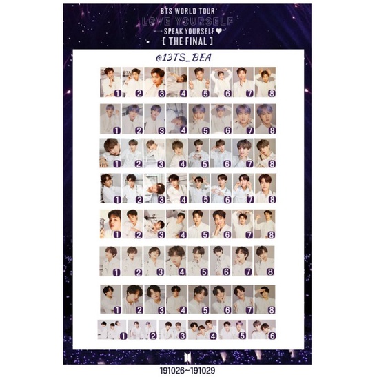 [OFFICIAL MERCH] BTS ẢNH MINICARD SY THE FINAL (8C/1 MEM)