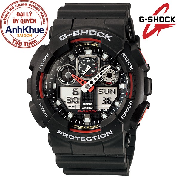 Đồng hồ nam dây nhựa Casio G-Shock chính hãng GA-100-1A4DR (52mm) - bảo hành 5 năm
