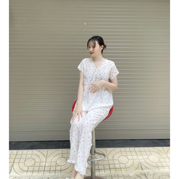Bộ đồ bầu thời trang quần dài áo cộc mặc được sau sinh