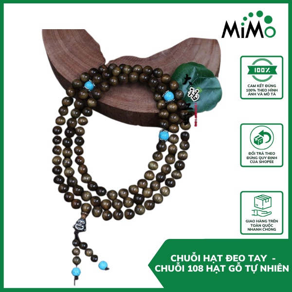 Chuỗi hạt đeo tay - Chuỗi 108 hạt gỗ tự nhiên cầu nguyện Phật Giáo