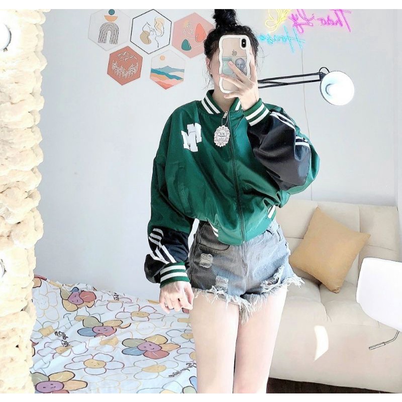 Áo khoác gió croptop cá tính ( hình thật )