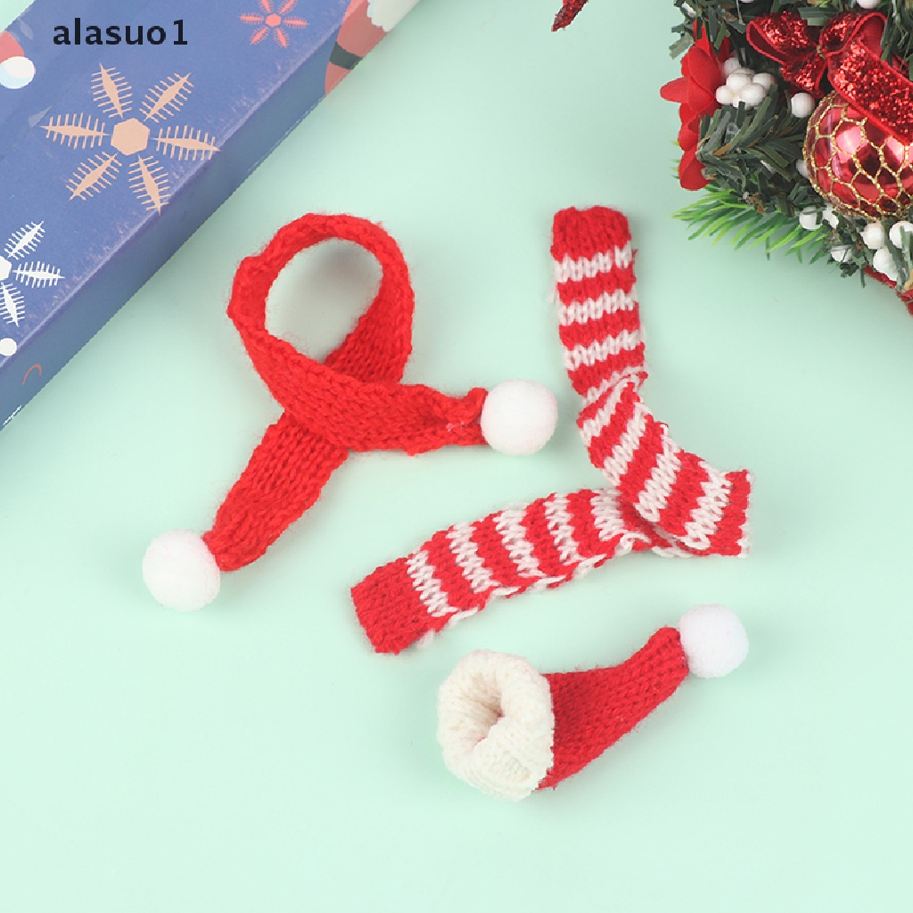 Set 2 Khăn Choàng / Nón Giáng Sinh Mini Trang Trí Cho Nhà Búp Bê