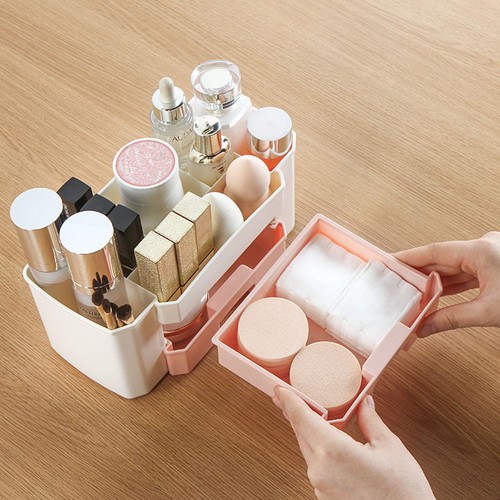 KỆ ĐỰNG MỸ PHẨM NHỰA 2 NGĂN KÉO MẪU MỚI GIÁ RẺ