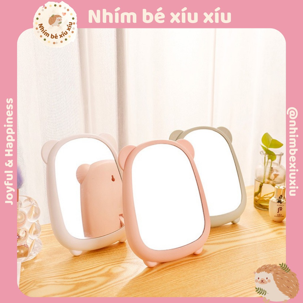 Gương để bàn/treo tường tai gấu nhựa ABS siêu cute VT120