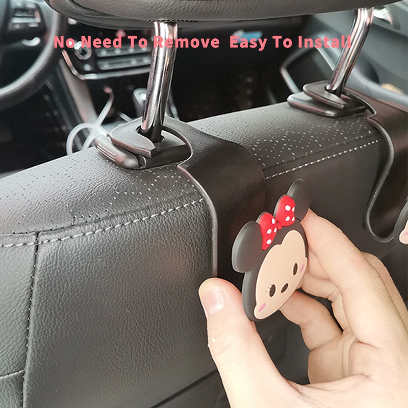 Set 2 Móc Treo Đồ Hình Chuột Mickey Dễ Thương Gắn Ghế Ngồi Xe Hơi