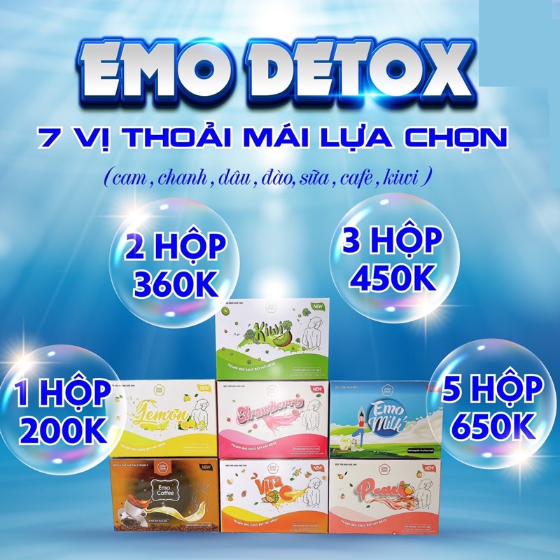 NƯỚC TRÁI CÂY EMOSLIM 6 Vị CHÍNH HÃNG TRA DETOX giam can slim bổ sung collagen Tặng Bình nước mini
