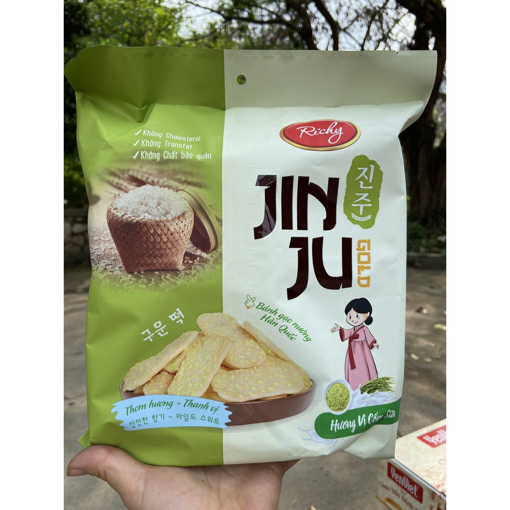 BÁNH GẠO NƯỚNG HÀN QUỐC JINJU RICHY HƯƠNG CỐM SỮA 145G 16GOI