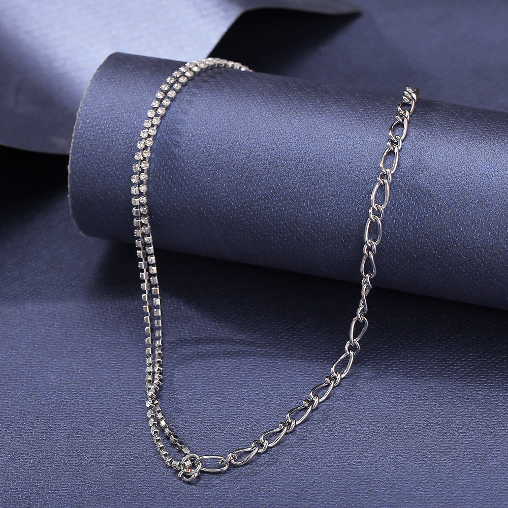 vòng cổ Hợp Kim Thiết Kế Bất Đối Xứng Đính Đá Sang Trọng