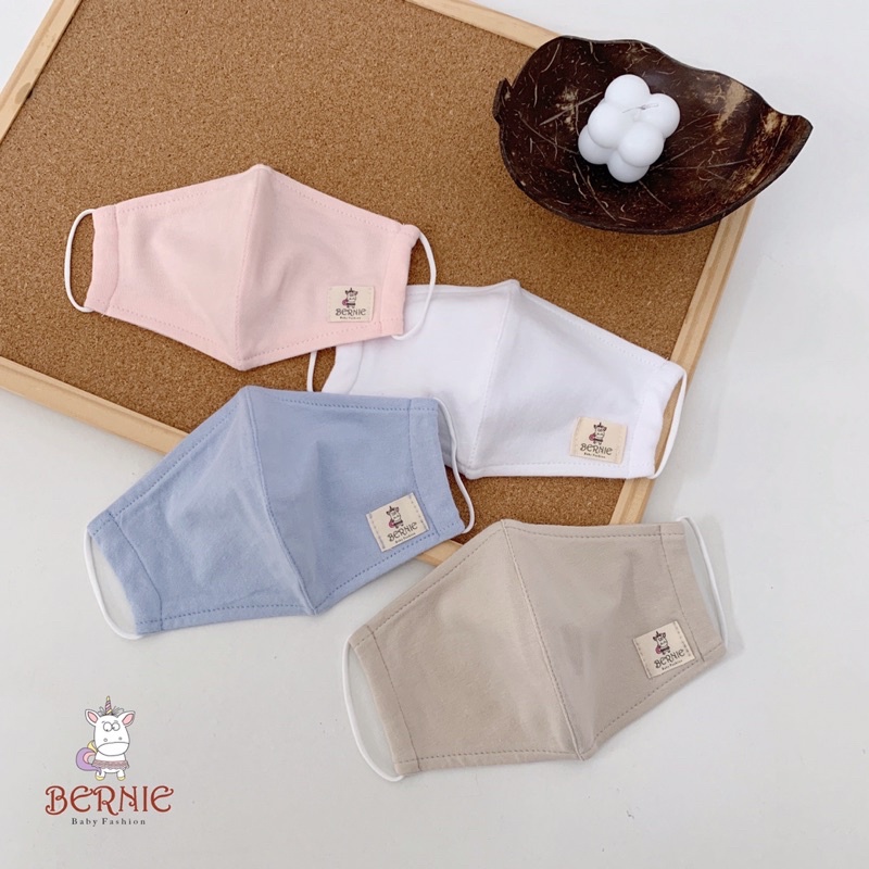 Khẩu trang bé trai bé gái Bernie 2 lớp cotton 100% hữu cơ tự nhiên thông thoáng, mềm mại với da cho bé 2-15 tuổi-V041