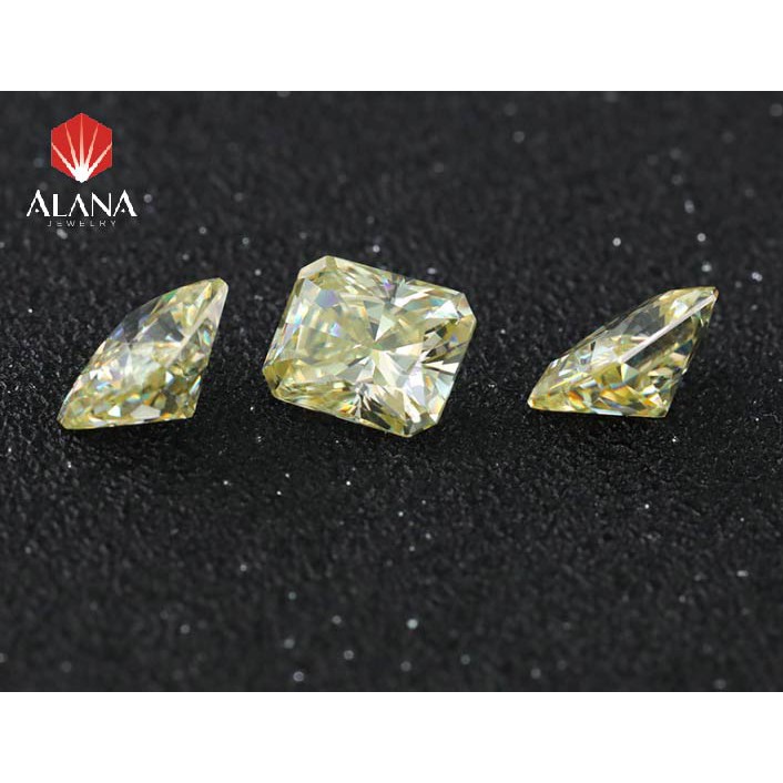 Kim cương nhân tạo MOISSANITE hình Radiant 7x9 màu vàng