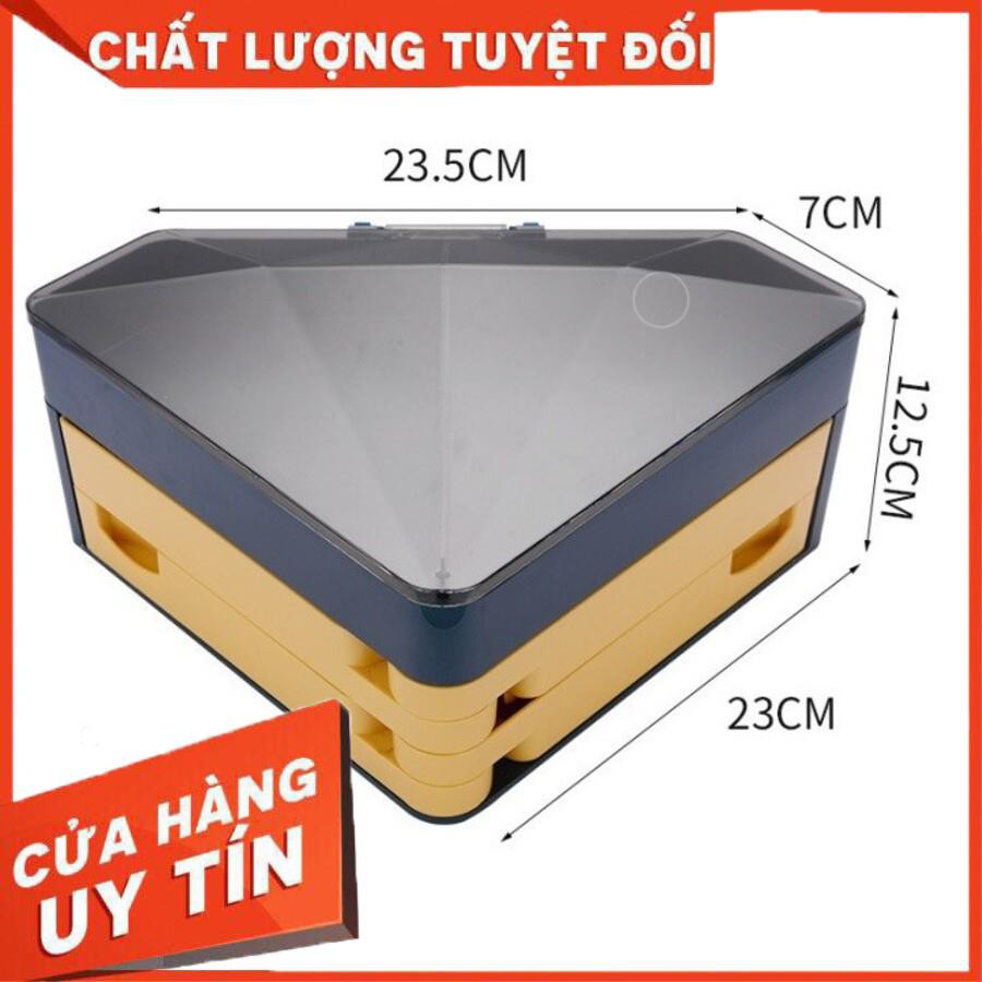 Khay Mứt Tết, Khay Đựng Mỹ Phẩm, Đựng Đồ 3 Tầng Tam Giác Cao Cấp Cho Bàn Làm Việc, Bàn Uống Nước - SS