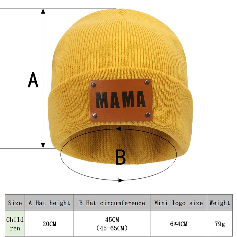 Mũ Beanie Dệt Kim Bằng Da 8 Màu Thời Trang Mùa Đông Cho Mẹ Và Bé