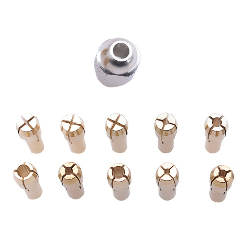 Bộ 11 Đầu Kẹp Mũi Khoan Mini Bằng Đồng Thau Cho Máy Khoan Điện forDremel