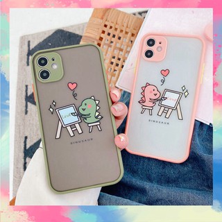 Ốp Lưng Iphone Nhám Chống Sock, Va Đập Bảo Vệ viền su bảo vệ Camera Dinosaur Love - H049