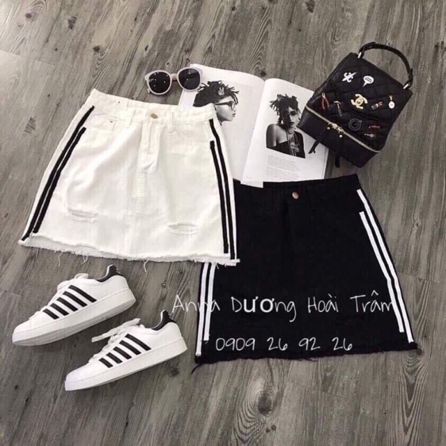 Chân Váy Kaki Jean Chạy Sọc Có Quần Trong Hàng Cao Cấp