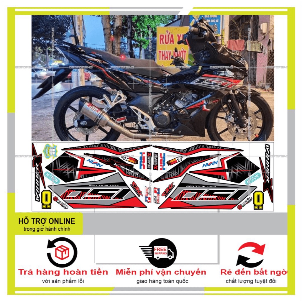 TEM XE WINNER X SỌC XÁM ĐỎ ĐEN -- SHIN DECAL 2