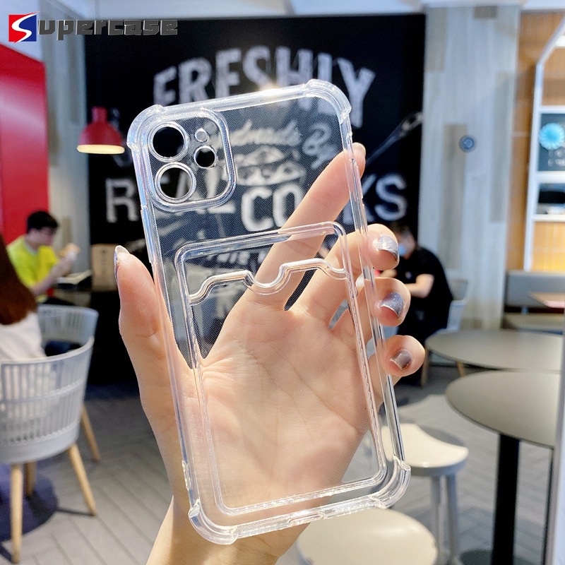 Case For iPhone 12 Pro Max 11 Pro Max XR Cover Transparent  Anti-fall Shockproof Soft TPU Phone Casing Card holder | BigBuy360 - bigbuy360.vn