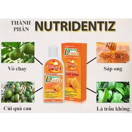 [GIÁ GỐC] Nutri Dentiz nước súc miệng giảm sâu răng từ Sáp ong trầu không chai 250ml