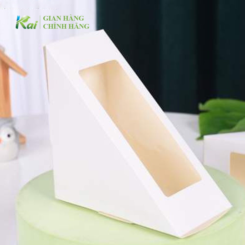 100 HỘP GIẤY SANDWICH loại TAM GIÁC, màu trắng, an toàn vệ sinh thực phẩm, tiện dụng, GIÁ SỈ