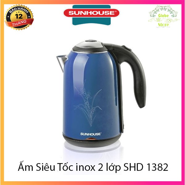 Ấm Siêu Tốc Inox 2 Lớp Cách Nhiệt Sunhouse SHD 1382