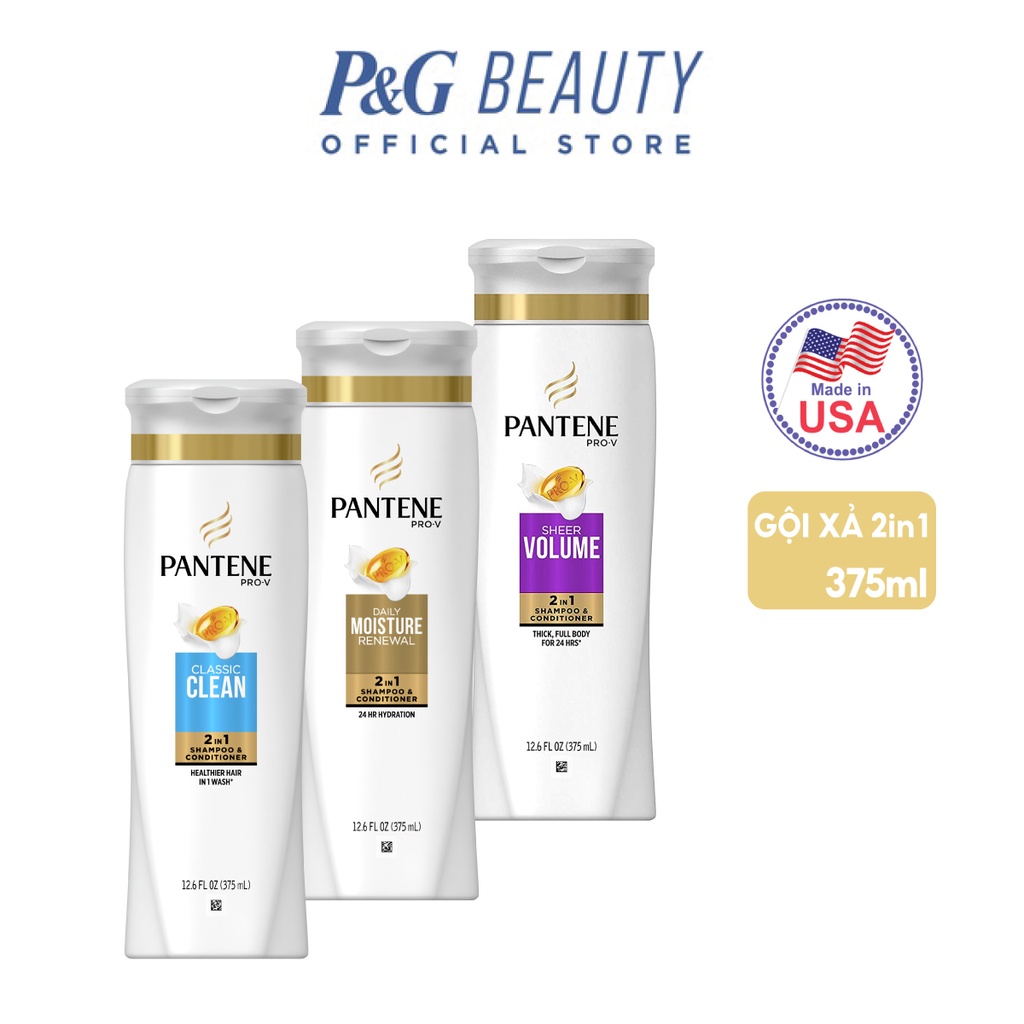 Dầu Gội &amp; Xả 2in1 Pantene Mỹ nhiều mùi hương 375ml