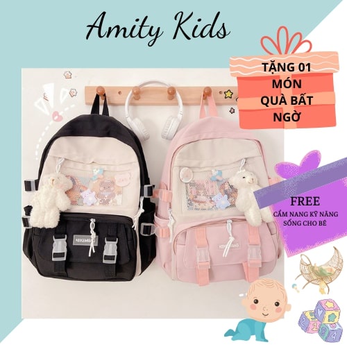 Cặp Đi Học Nam Nữ Cấp 2 3 Balo Học Sinh Tiểu Học Cao Cấp Dễ Thương Giá Rẻ Amity Kids Tặng Kèm Sticker