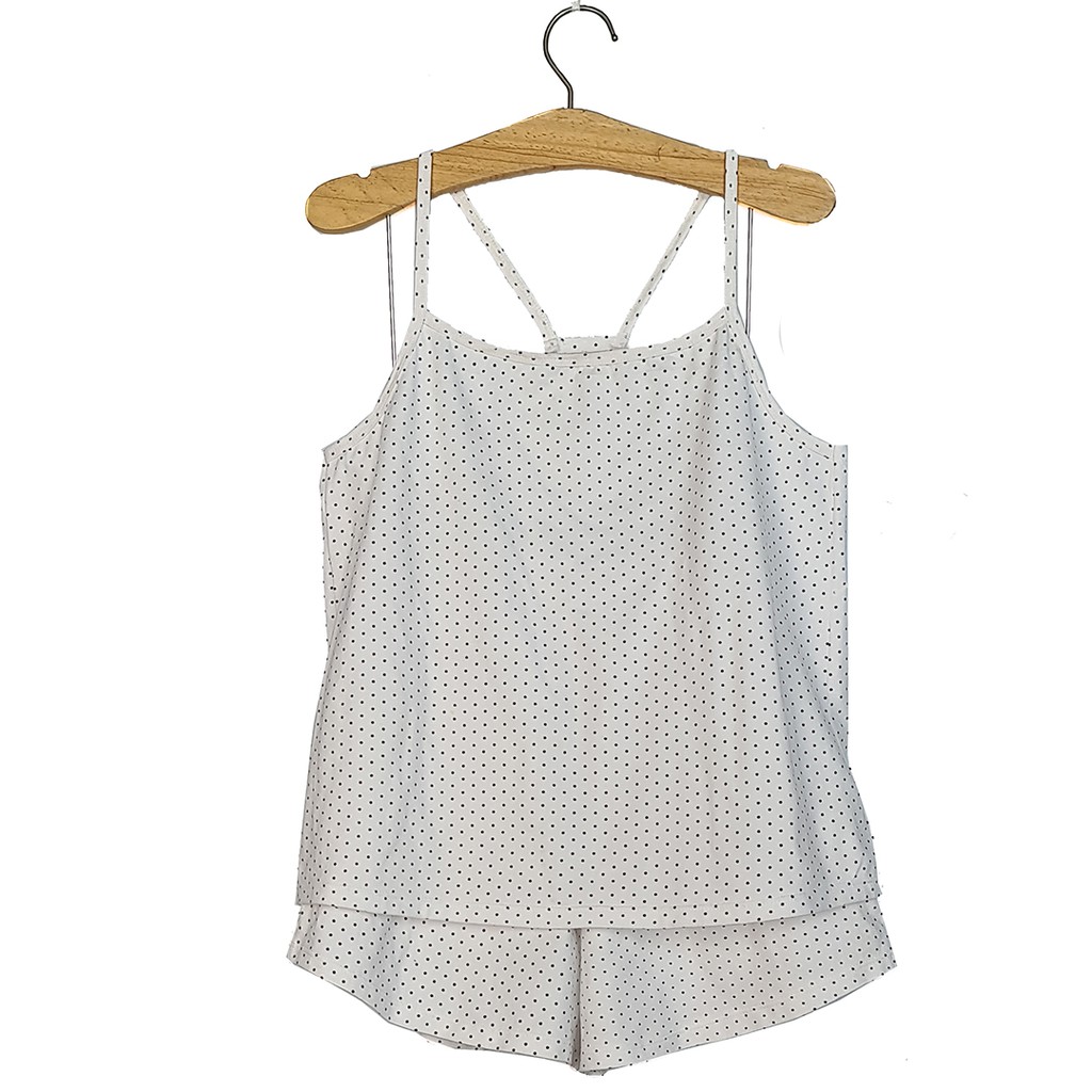 Bộ đồ ngủ 2 dây thun cotton 4 chiều chấm bi siêu mềm mịn size 40kg-65kg | BigBuy360 - bigbuy360.vn