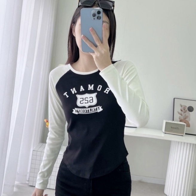 Áo thun croptop tay dài, chất vải borip chính phẩm co giãn 4 chiều