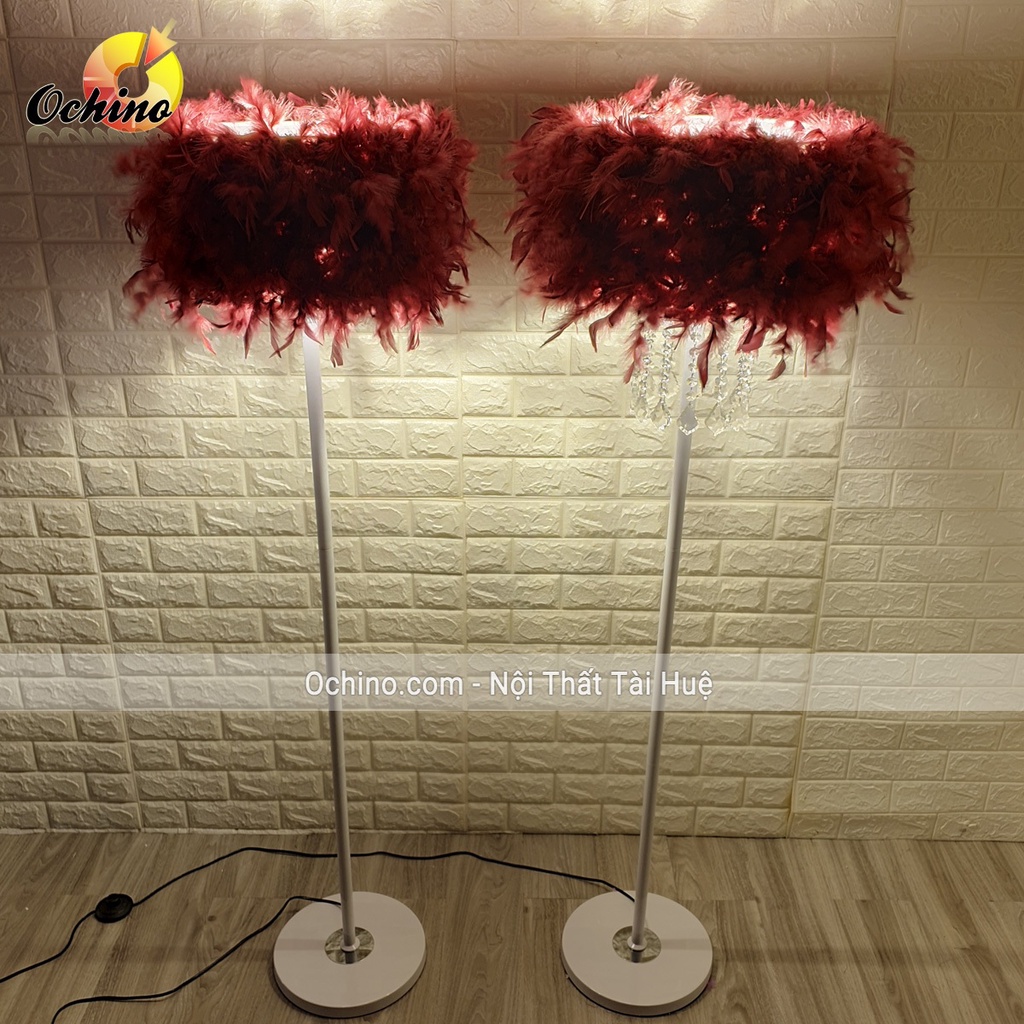 Đèn Ngủ Lông Vũ Chụp Hình Sang Chảnh Cao 1M48 (Ảnh Thật Và Video)