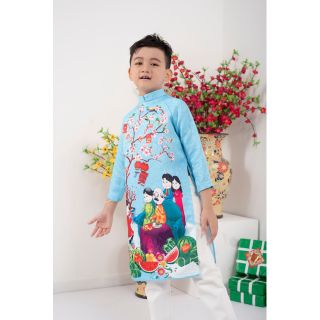 Áo dài tết họa tiết đẹp cho bé trai áo dài đẹp giá rẻ. Ảnh thật 100%