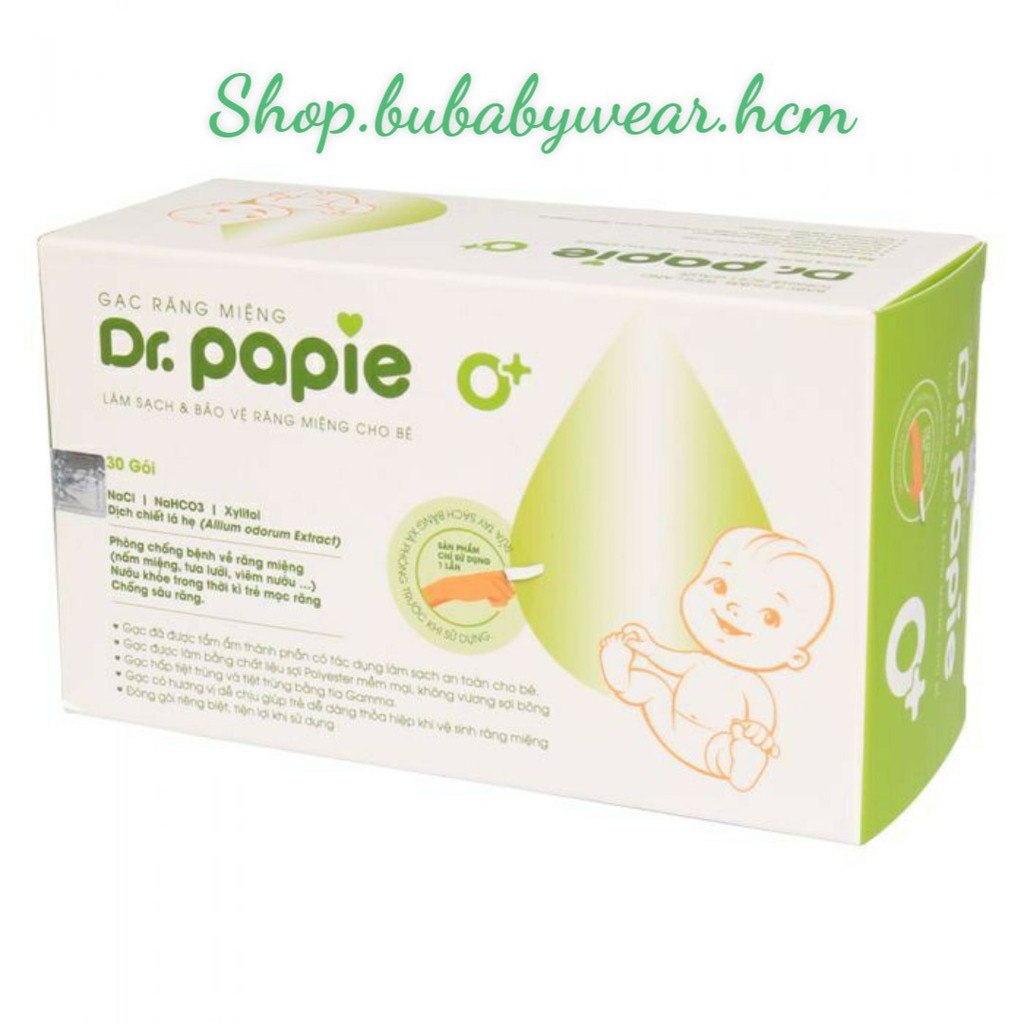 Gạc răng miệng cho bé Dr. Papie hộp 30 miếng