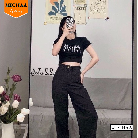Áo Croptop Nữ Cổ Tròn Tay Ngắn SINNER Đẹp Ôm Body, Áo Thun Croptop Kiểu Sexy Chất Thun Borip - MICHAA CR67