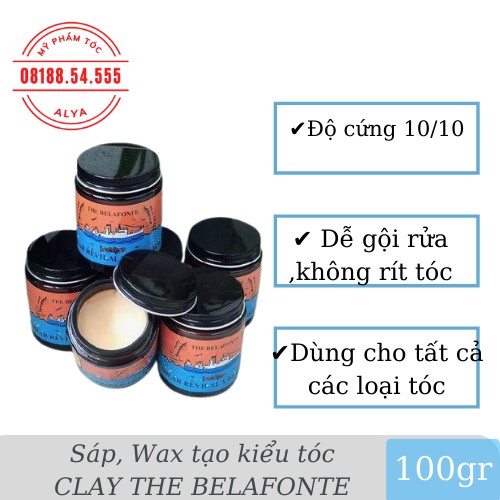 Sáp vuốt tóc THE BELAFONTE CLAY 100gr tạo kiểu giữ nếp cho tóc. HÀNG CHÍNH HÃNG