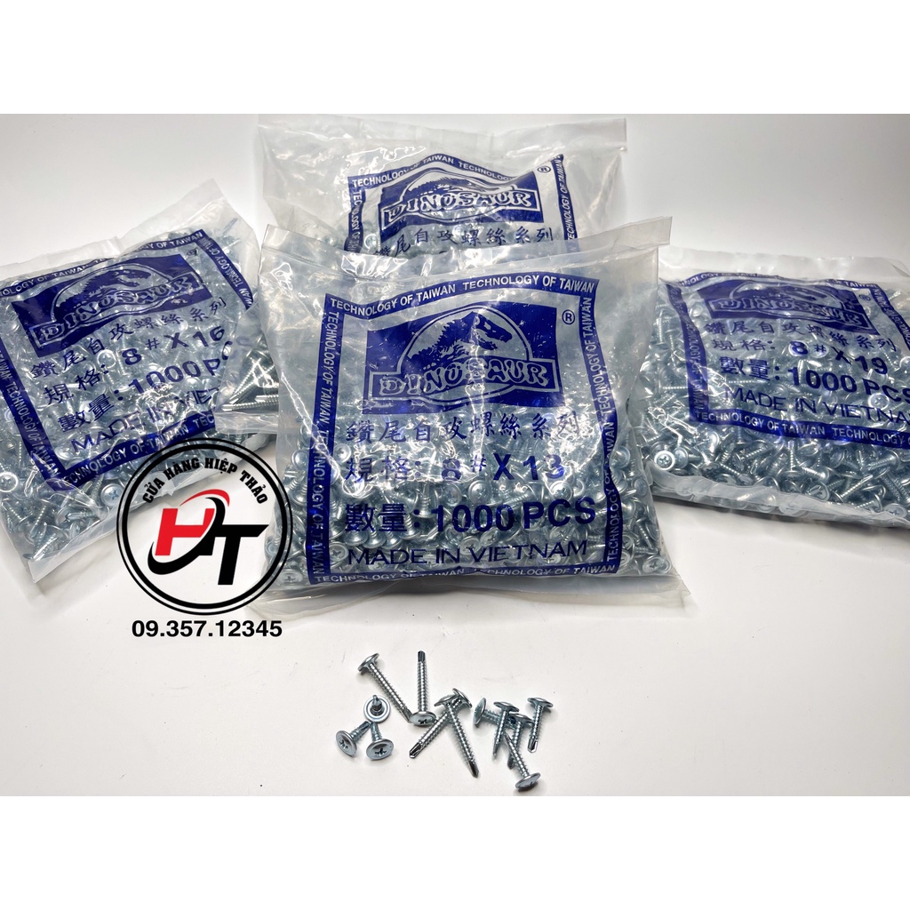 Vít tự khoan đầu dù đầu lồi 1 túi Dinosaur chính hãng VTK-DU-1T